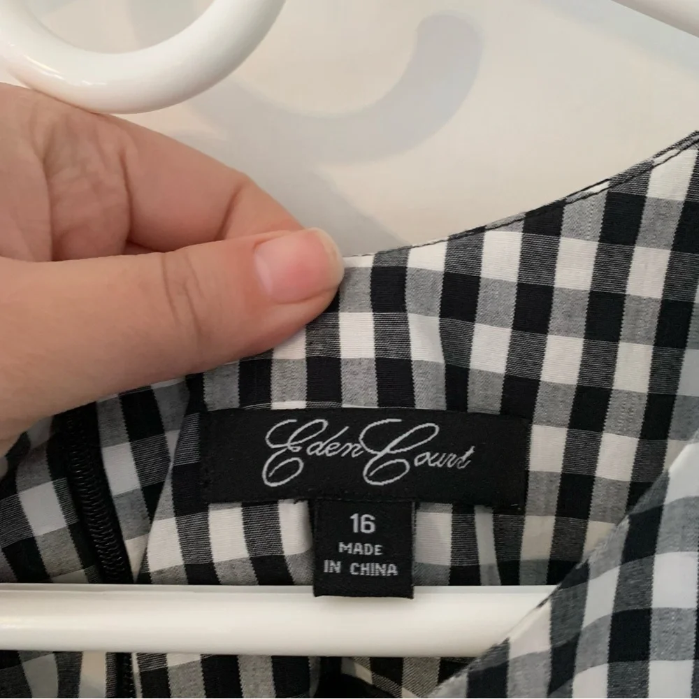 Golden Level Black Gingham Dress Size 16